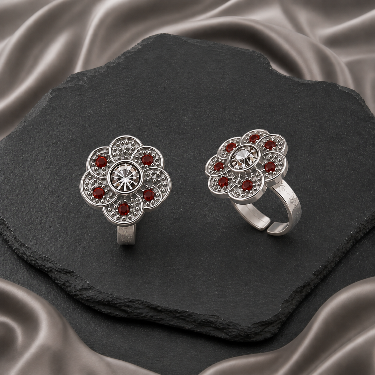 Floral silver toe rings from our catalogue